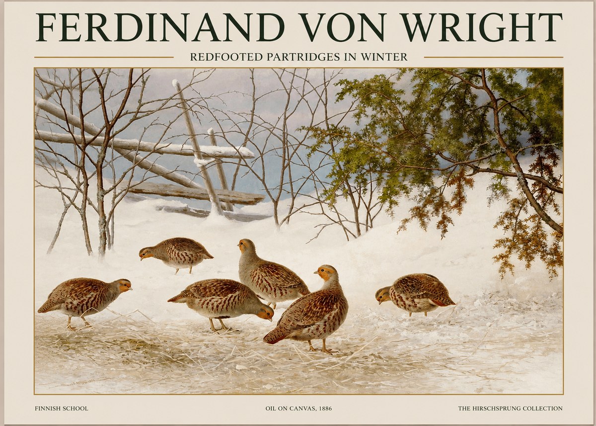 Ferdinand von Wright Redfooted Partridges in Winter No1 - Poszter