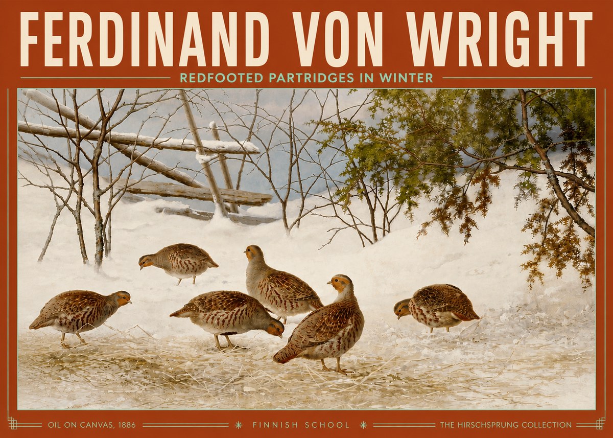 Ferdinand von Wright Redfooted Partridges in Winter No5 - Poszter