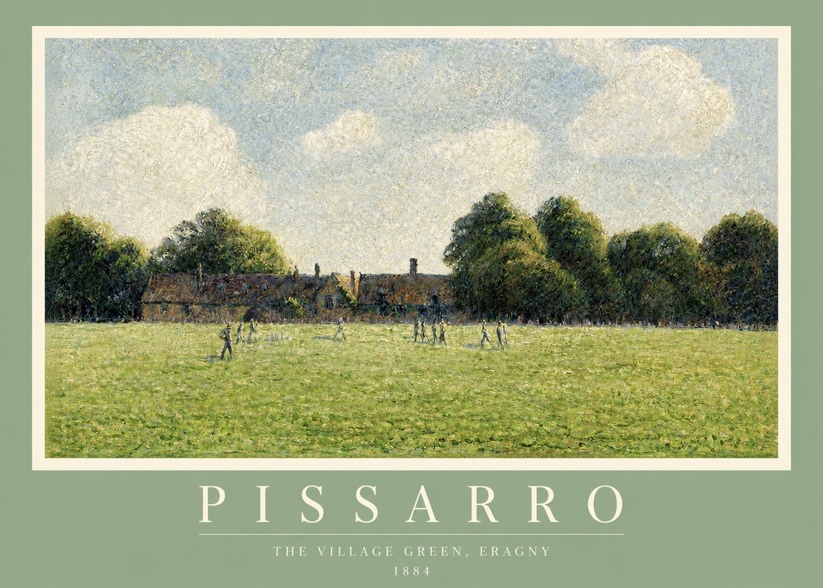 Pissarro The Village Green, Eragny No2 - Poszter