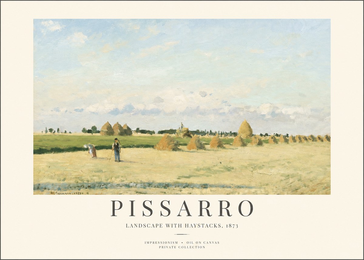 Pissarro Landscape with Haystacks, 1873 No1 - Poszter
