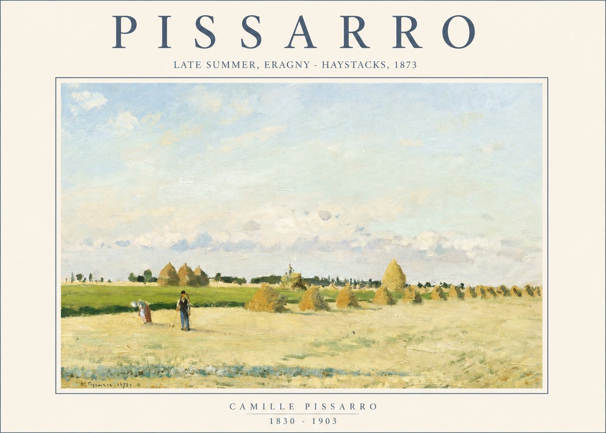 Pissarro Landscape with Haystacks, 1873 No2 - Poszter