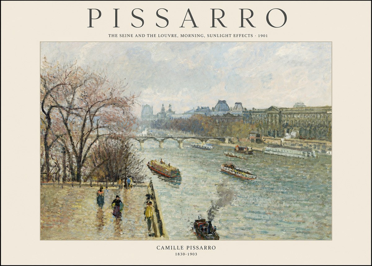 Pissarro The Seine and the Louvre, Morning, Sunlight Effects - 1901 No1 - Poszter