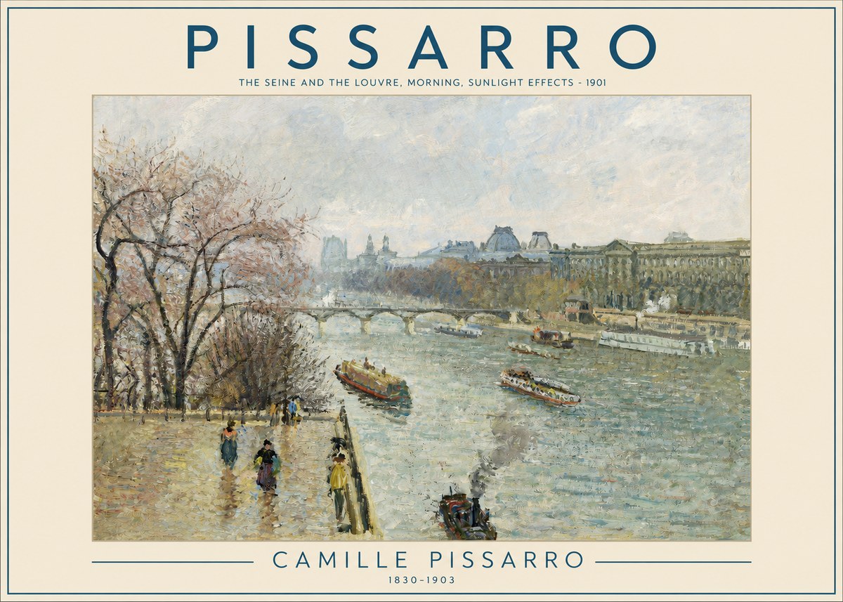 Pissarro The Seine and the Louvre, Morning, Sunlight Effects - 1901 No2 - Poszter