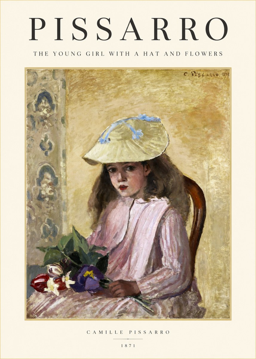 Pissarro The Young Girl with a Hat and Flowers No1 - Poszter