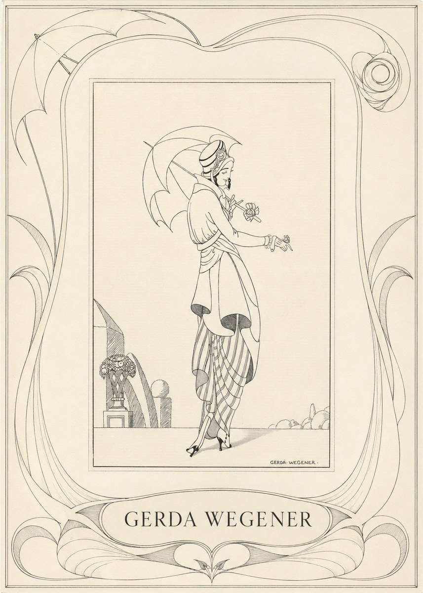 Gerda Wegener Elegant Figure with Parasol No3 - Poszter