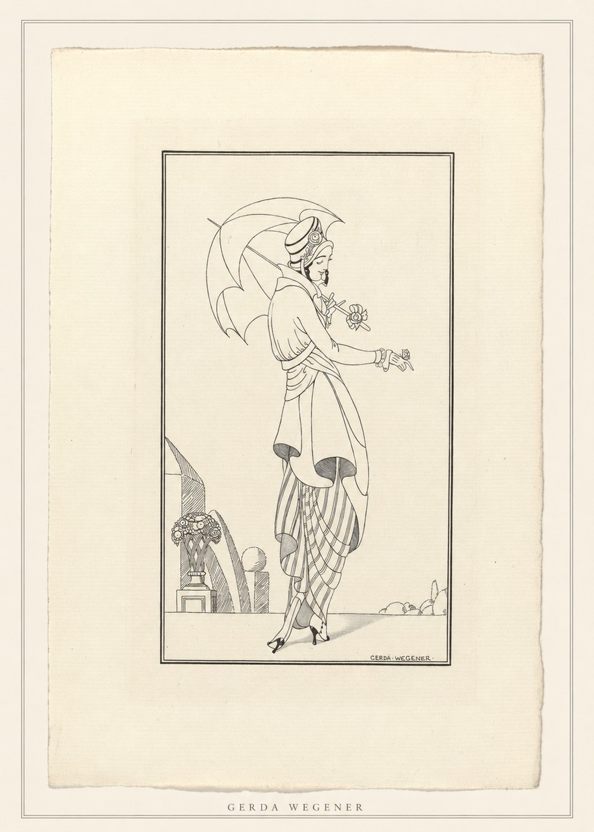 Gerda Wegener Elegant Figure with Parasol No4 - Poszter