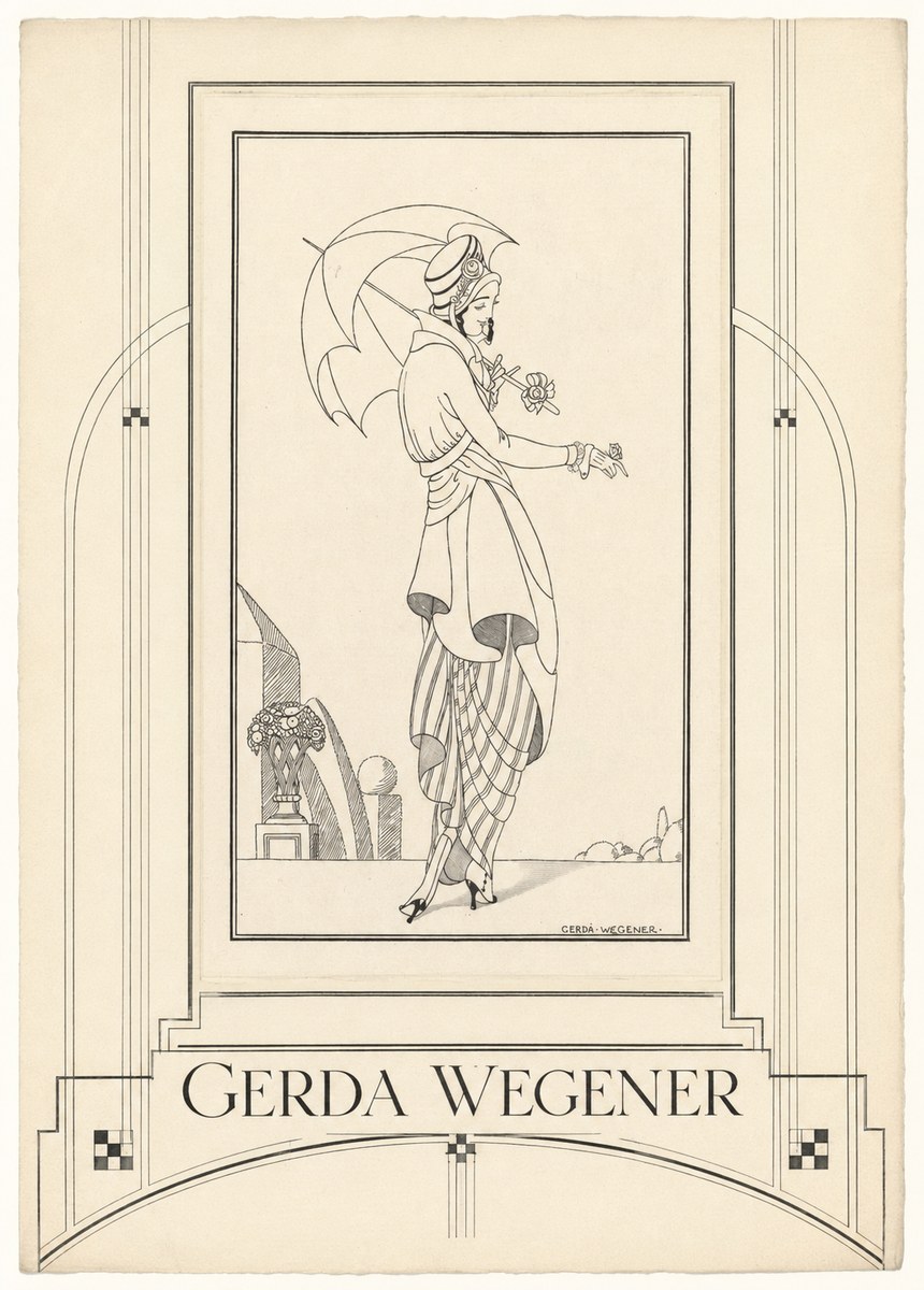 Gerda Wegener Elegant Figure with Parasol No6 - Poszter