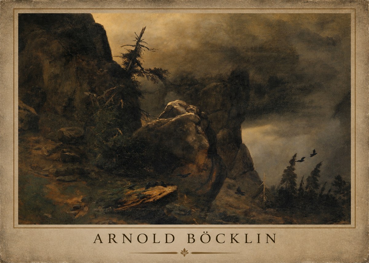 Arnold Böcklin Felsabhang Mit Wettertannen No3 - Poszter