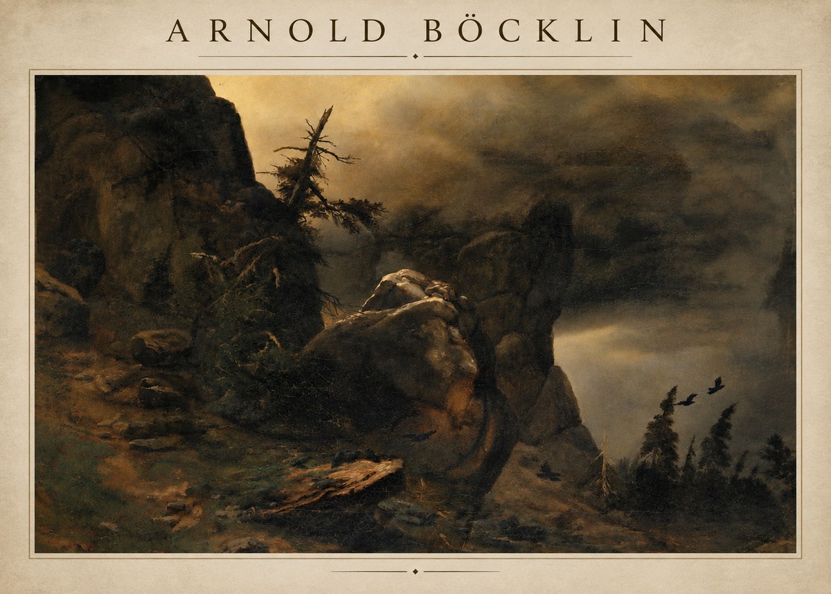 Arnold Böcklin Felsabhang Mit Wettertannen No4 - Poszter