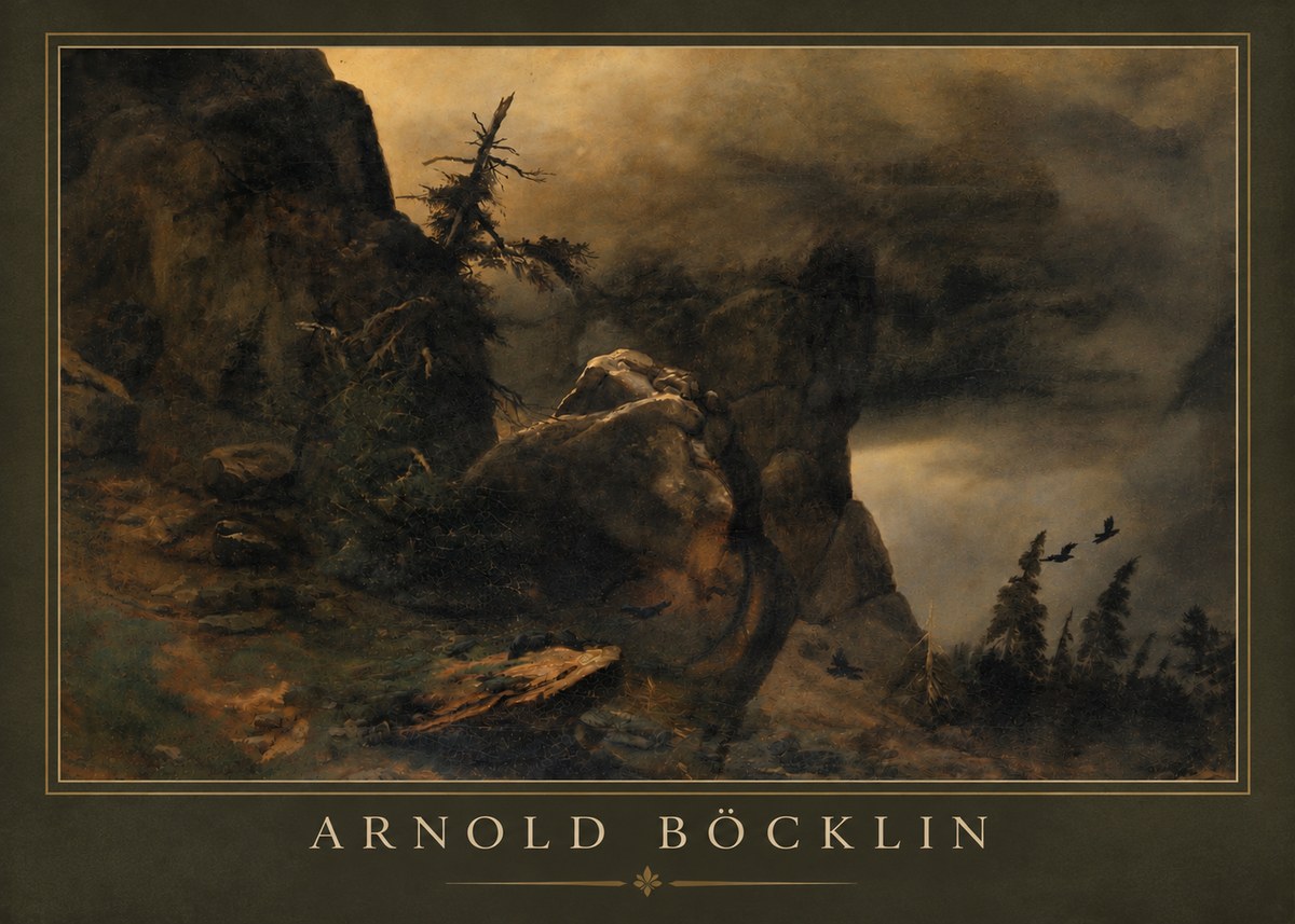 Arnold Böcklin Felsabhang Mit Wettertannen No5 - Poszter
