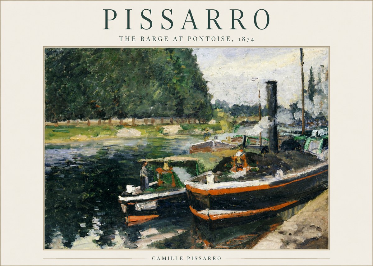 Pissarro The Barge at Pontoise, 1874 No1 - Poszter