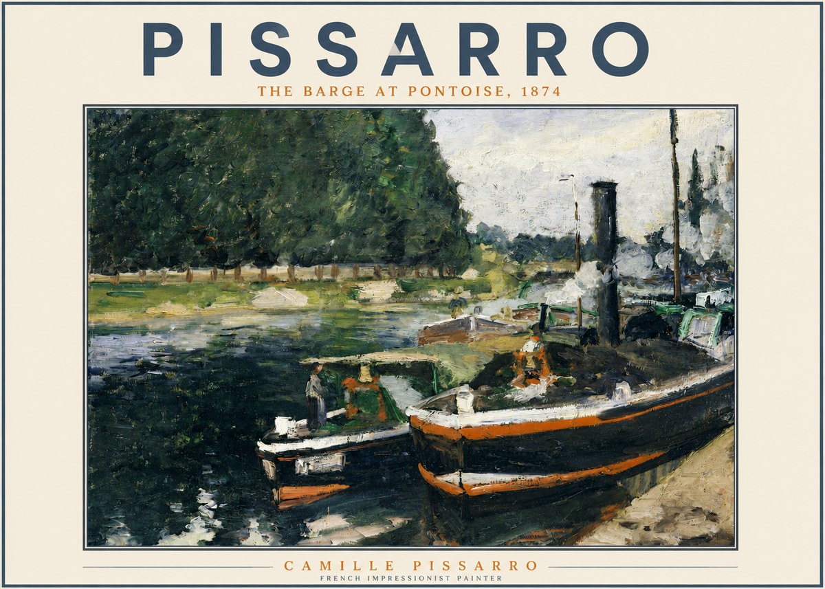 Pissarro The Barge at Pontoise, 1874 No2 - Poszter
