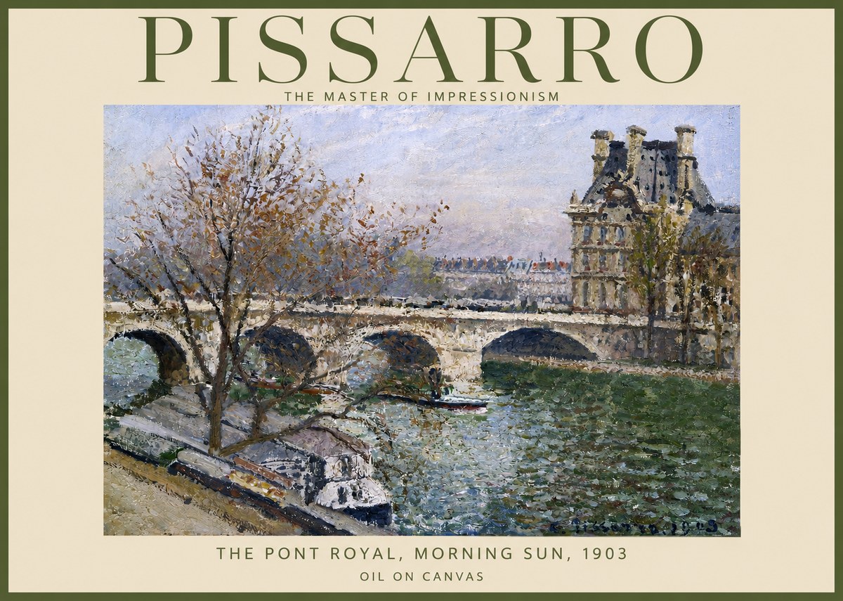 Pissarro The Pont Royal and the Louvre. Morning, 1903 No2 - Poszter