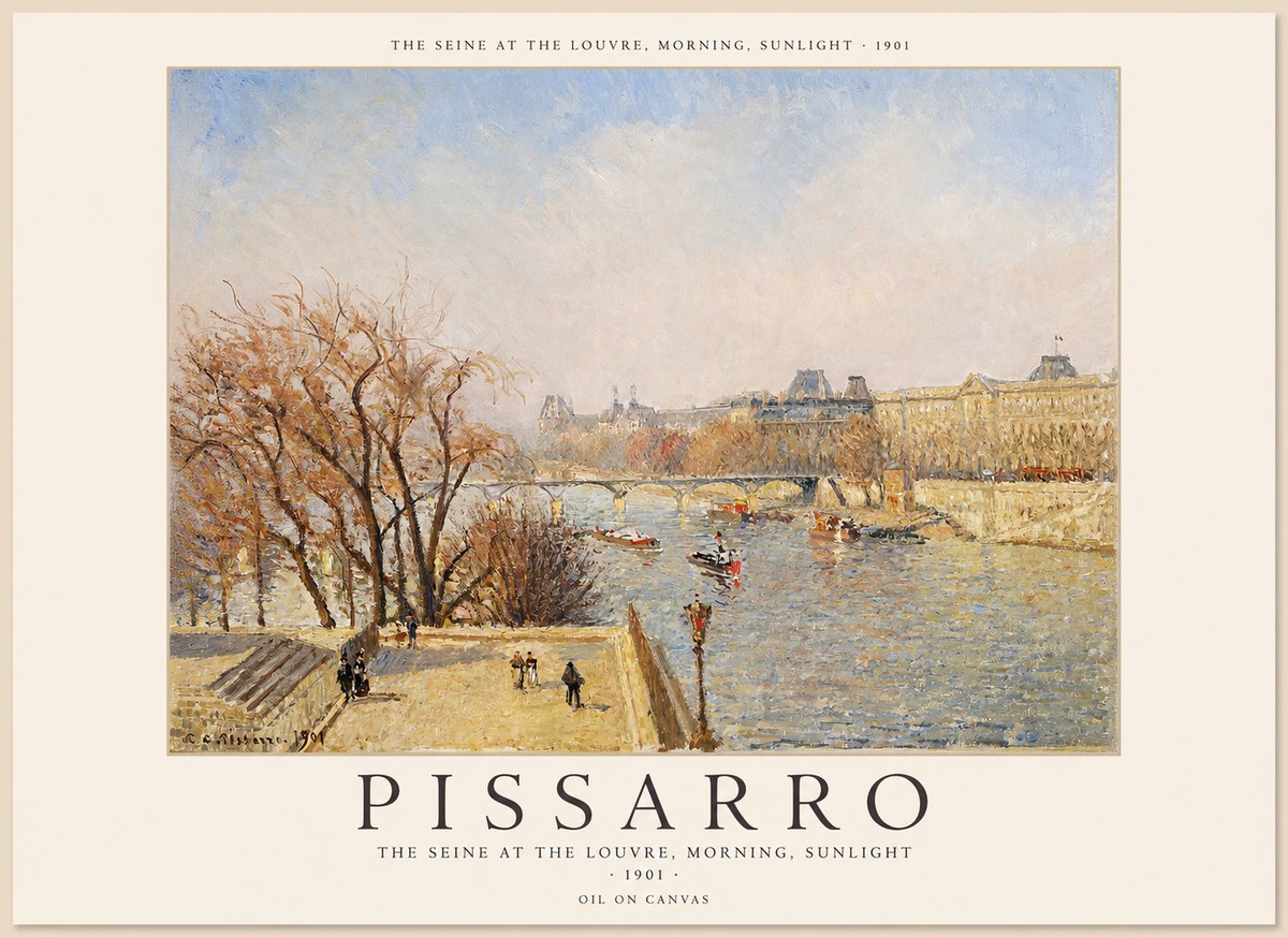Pissarro The Seine at the Louvre, Morning, Sunlight - 1901 No1 - Poszter