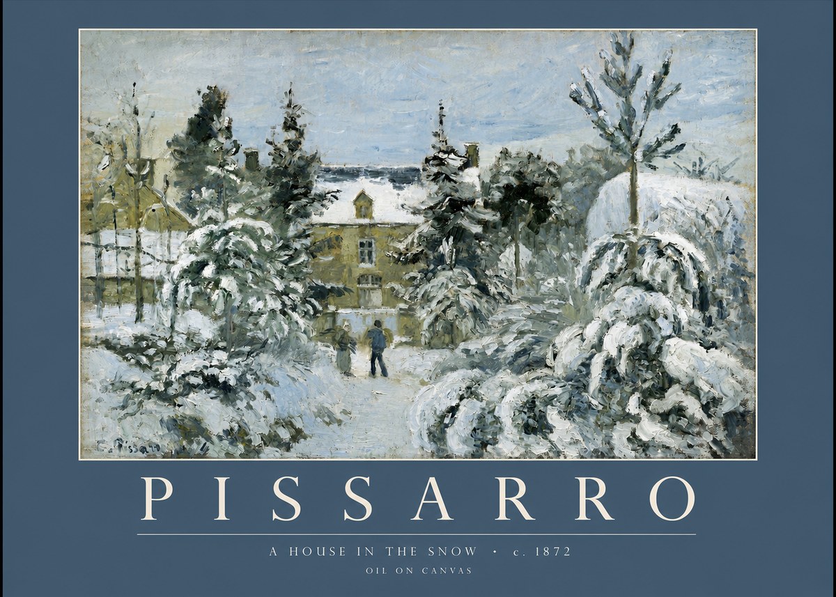 Pissarro The Entrance to the Village, Winter No2 - Poszter