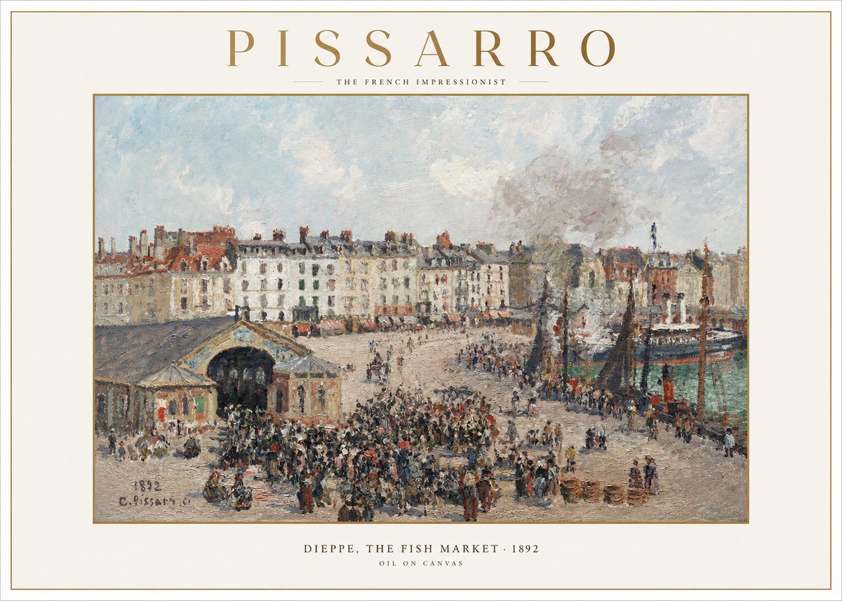 Pissarro Dieppe, the Fish Market No1 - Poszter