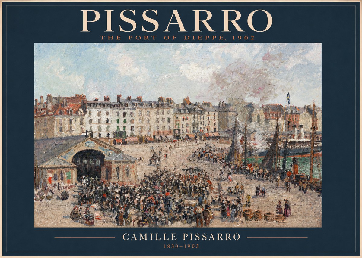 Pissarro Dieppe, the Fish Market No2 - Poszter