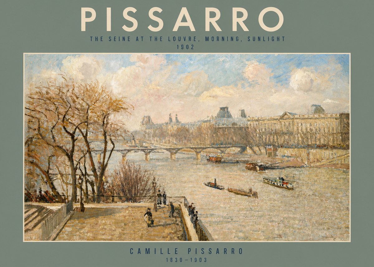 Pissarro The Seine and the Louvre, Morning No2 - Poszter