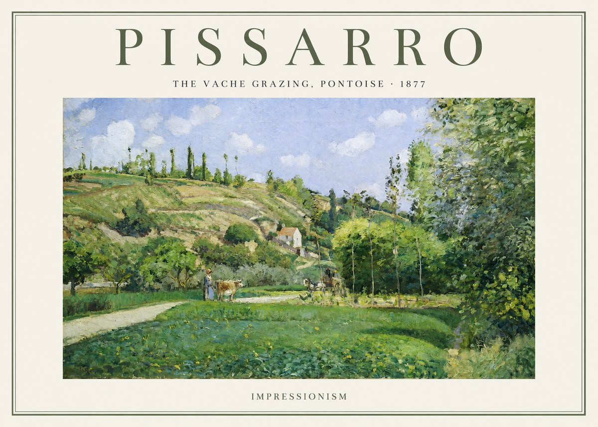 Pissarro The Vache Grazing, Pontoise · 1877 No1 - Poszter