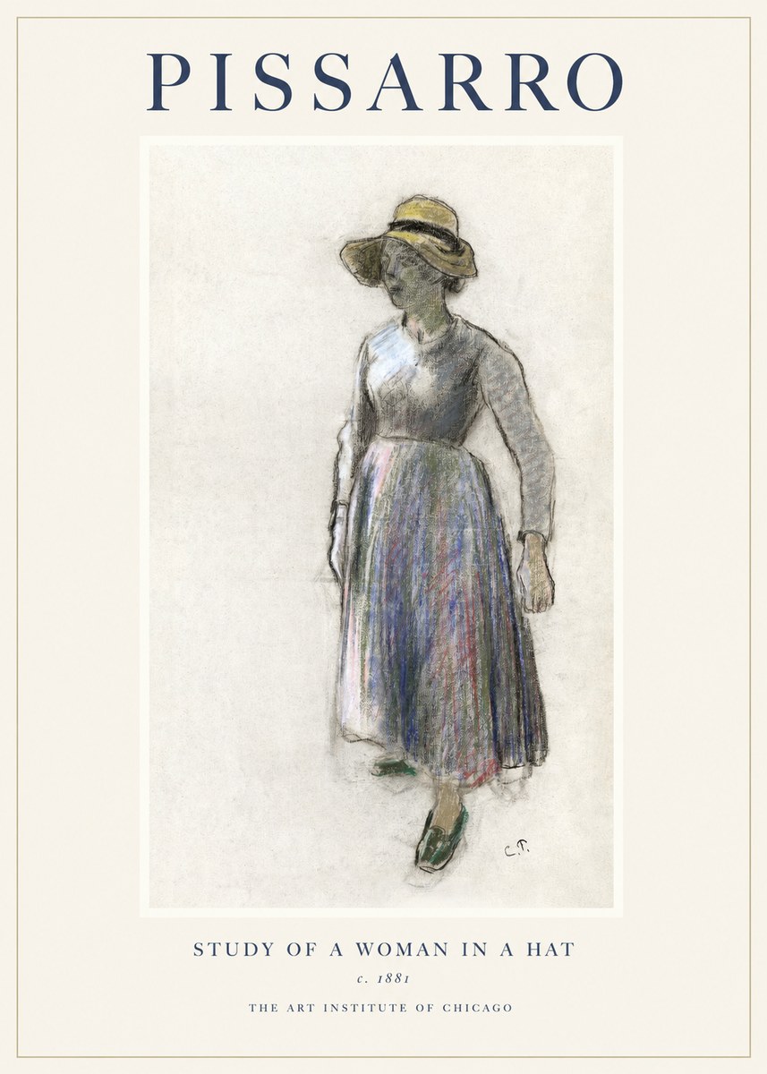 Pissarro Study of a Woman in a Hat No1 - Poszter