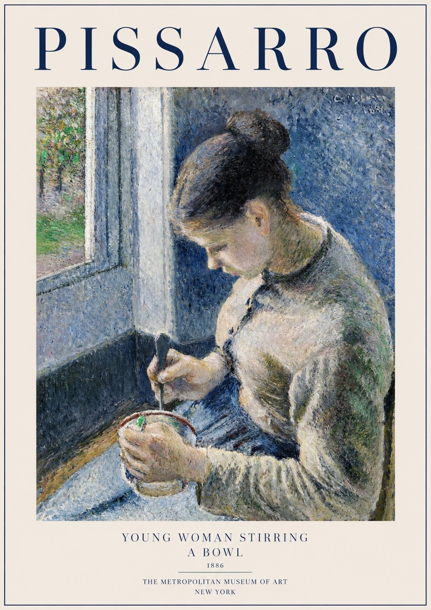 Pissarro Young Woman Stirring a Bowl No1 - Poszter