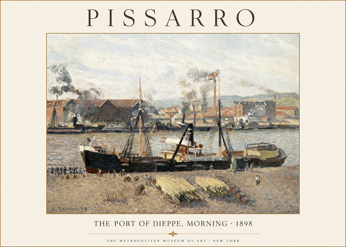 Pissarro The Port of Dieppe, Morning · 1898 No1 - Poszter
