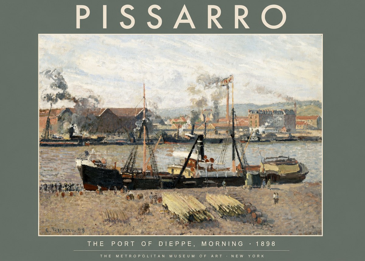 Pissarro The Port of Dieppe, Morning · 1898 No2 - Poszter