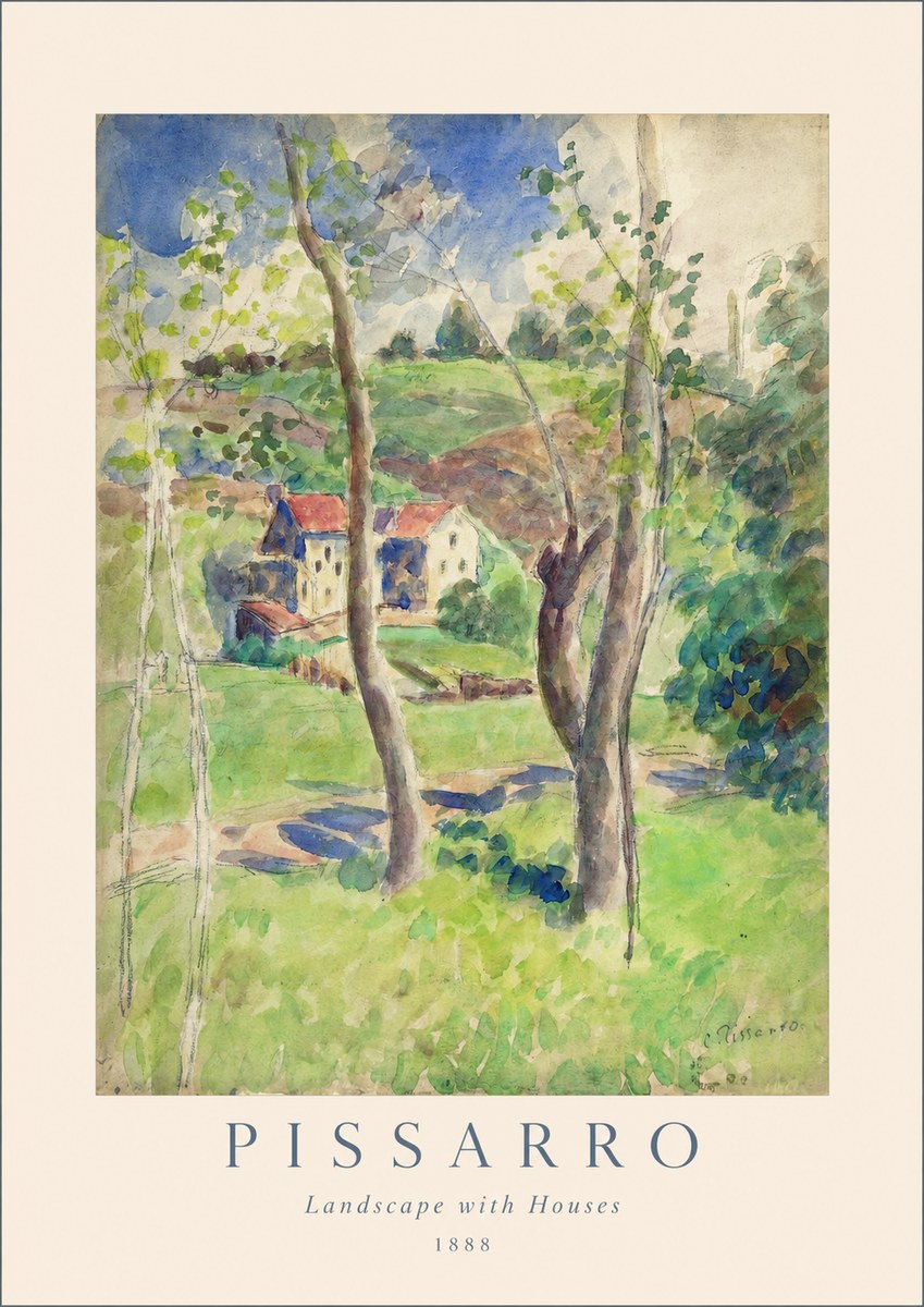 Pissarro Landscape with Houses No1 - Poszter