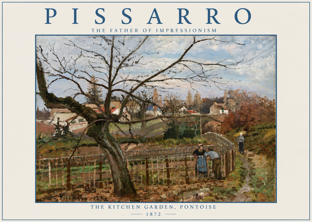 Pissarro The Kitchen Garden, Pontoise No3 - Poszter