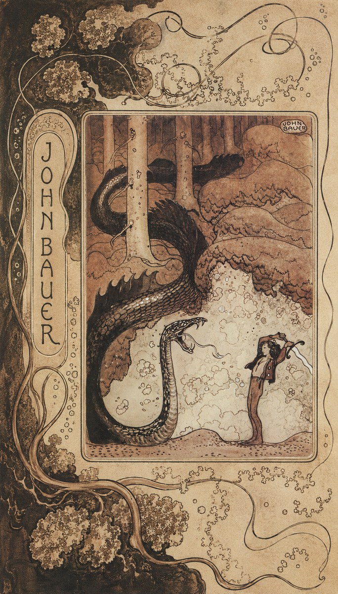 John Bauer The Boy and the Serpent No6 - Poszter