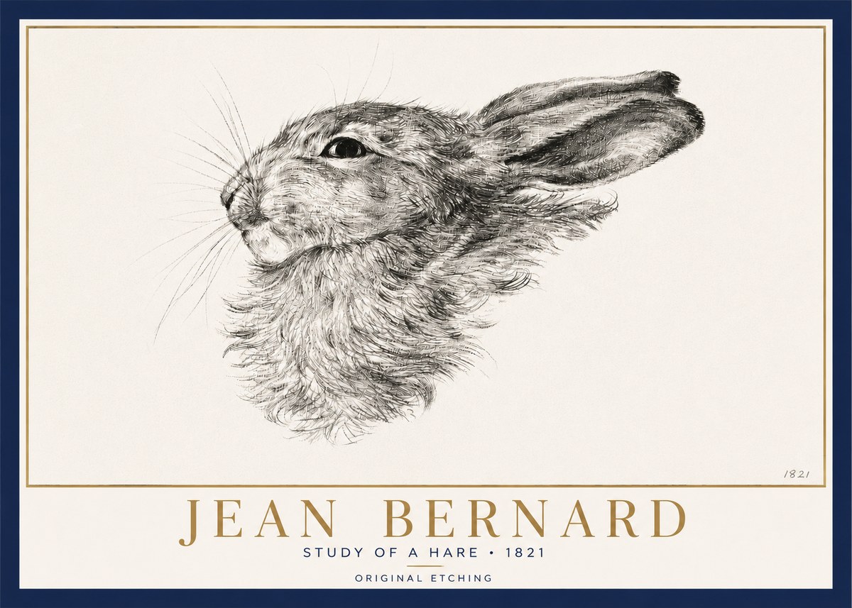 Jean Bernard Study of a Hare No3 - Poszter