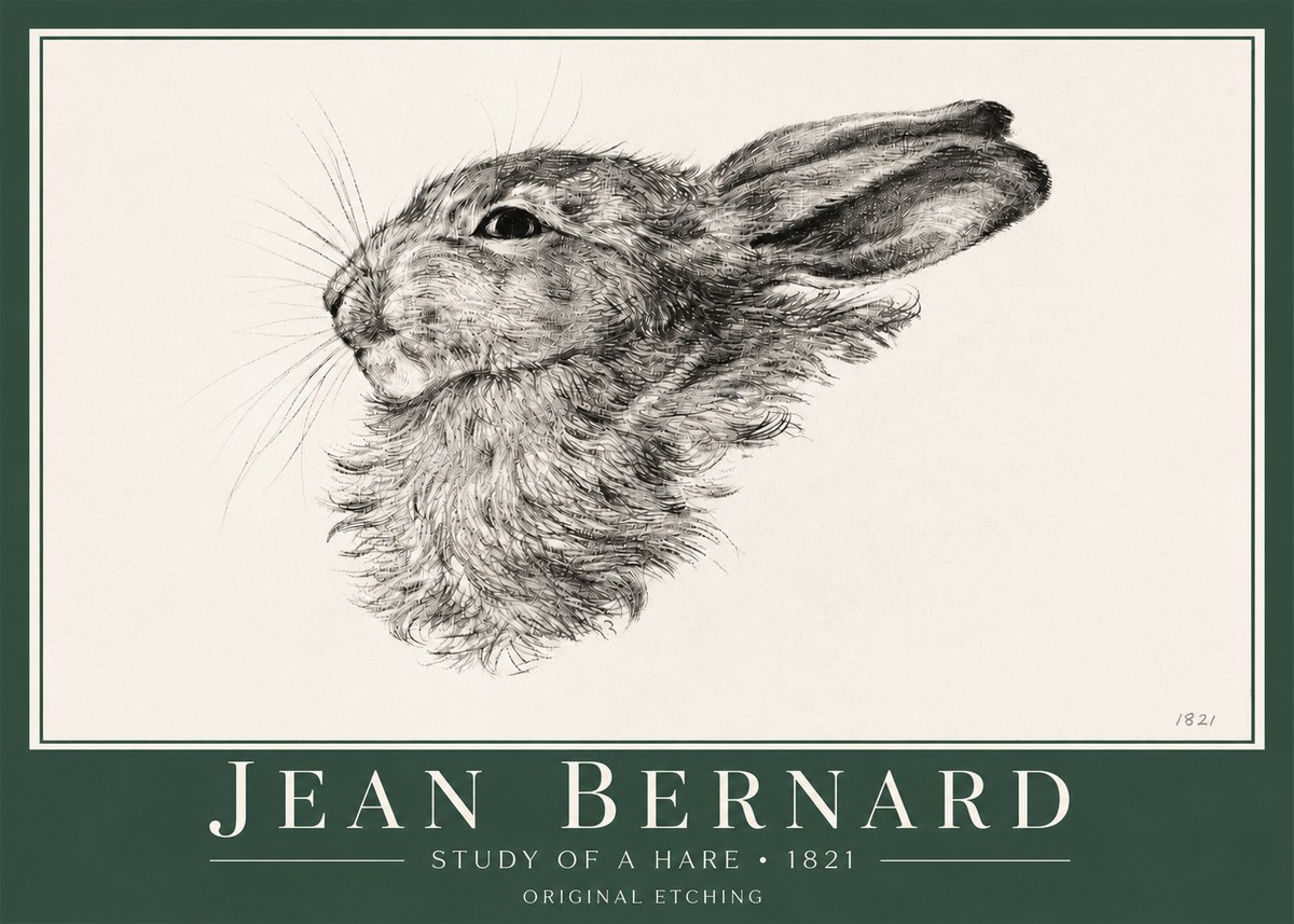 Jean Bernard Study of a Hare No4 - Poszter