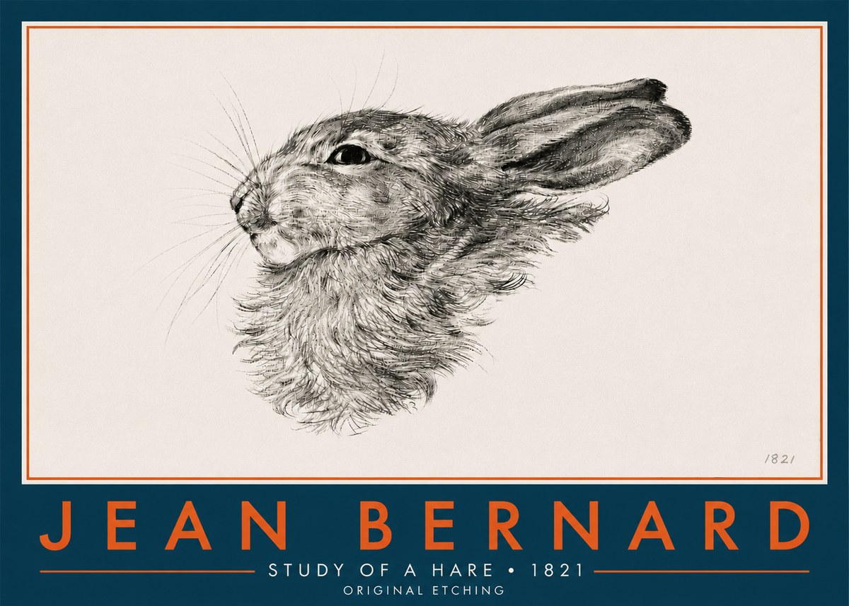 Jean Bernard Study of a Hare No6 - Poszter
