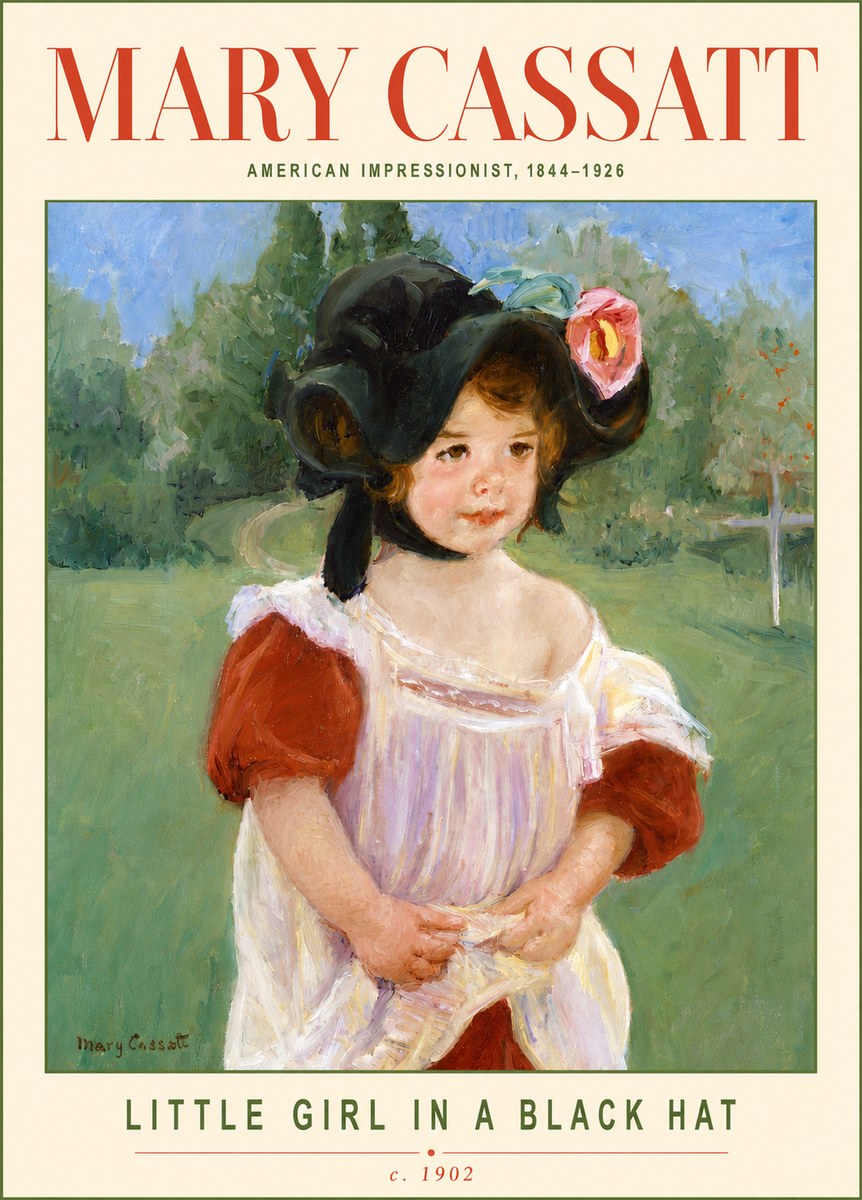 Mary Cassatt Little Girl in a Black Hat No2 - Poszter