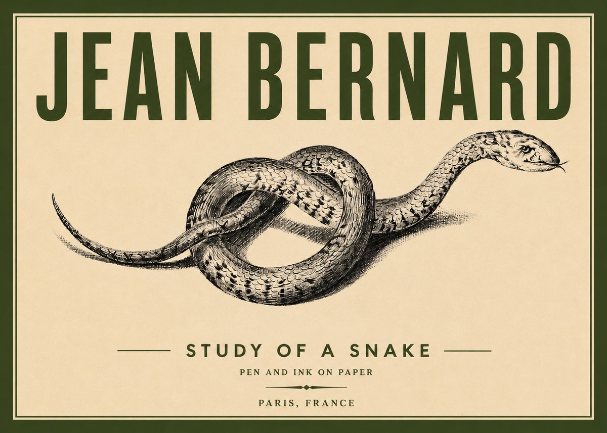 Jean Bernard Study of a Snake No6 - Poszter