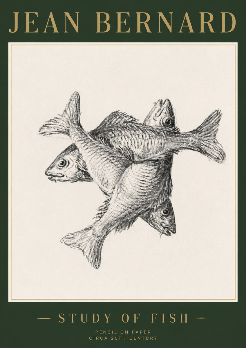 Jean Bernard Study of Fish No3 - Poszter