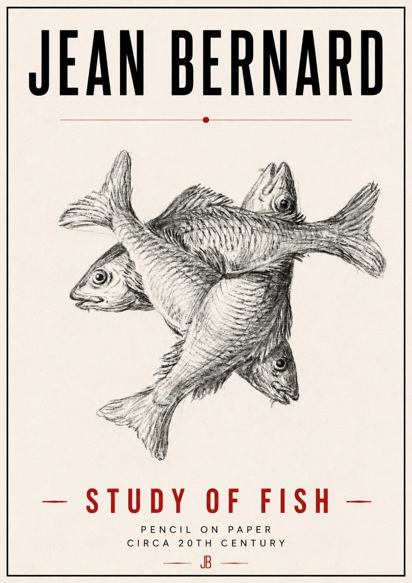 Jean Bernard Study of Fish No6 - Poszter