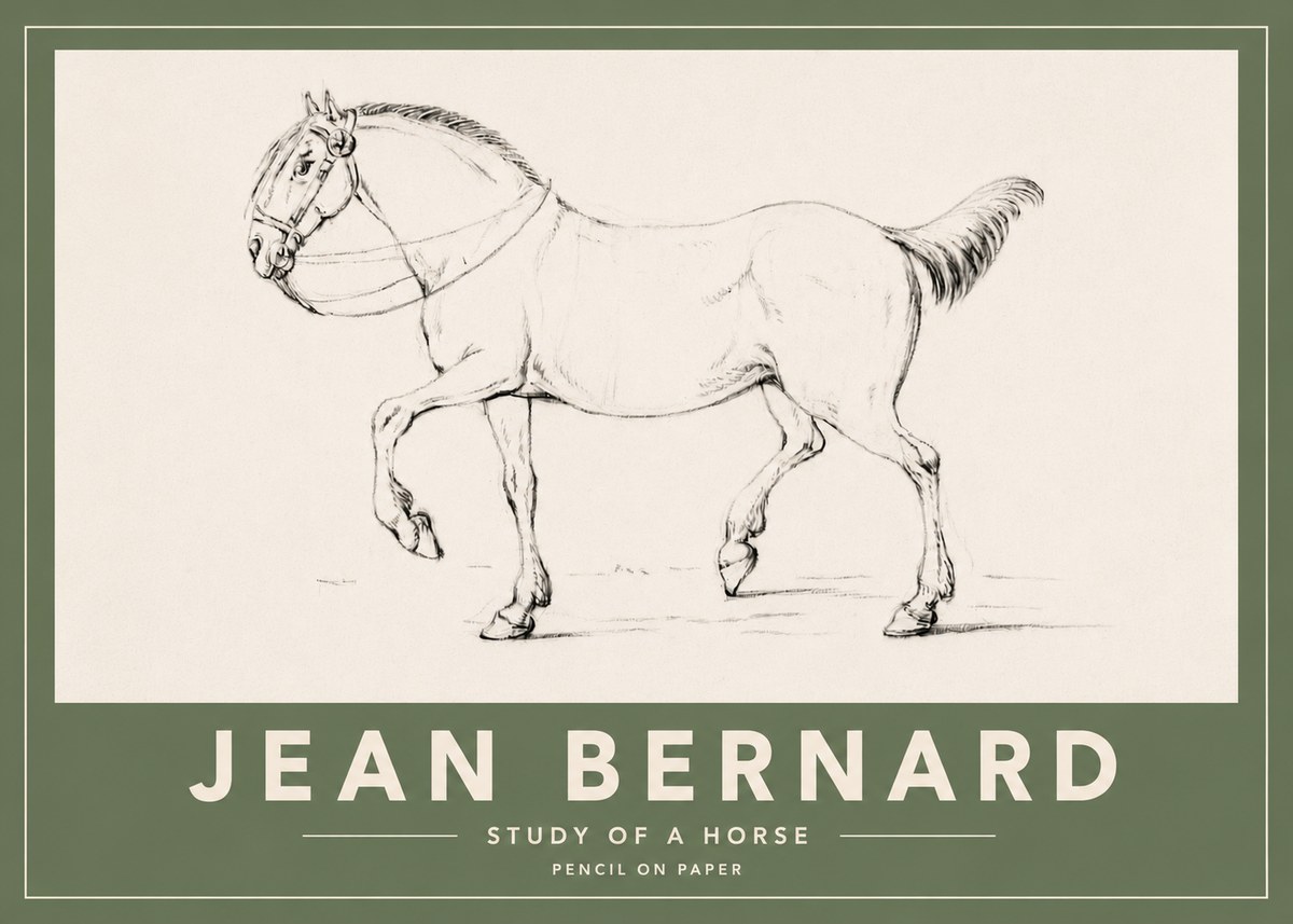 Jean Bernard Study of a Horse XVI No4 - Poszter