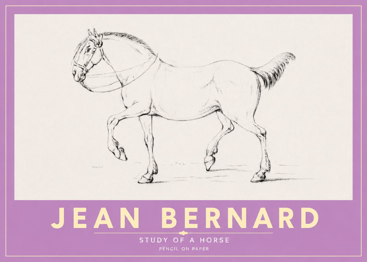 Jean Bernard Study of a Horse XVI No5 - Poszter