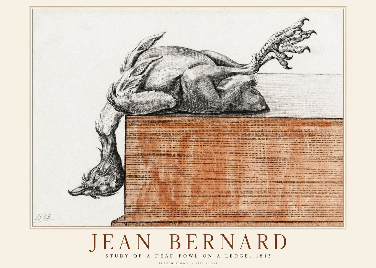 Jean Bernard Study of a Dead Fowl on a Ledge, 1813 No1 - Poszter