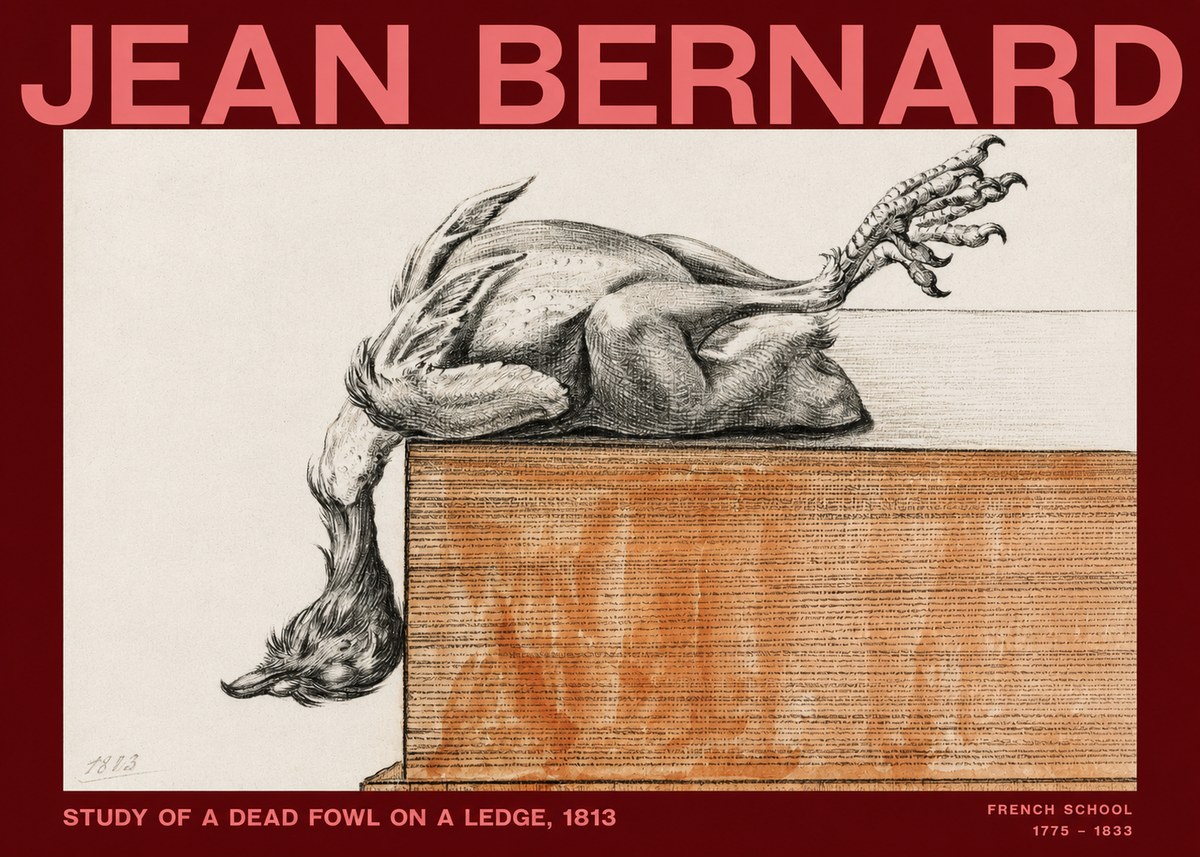 Jean Bernard Study of a Dead Fowl on a Ledge, 1813 No2 - Poszter