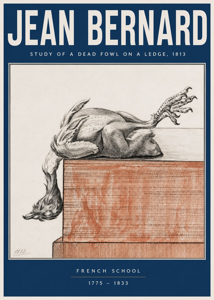 Jean Bernard Study of a Dead Fowl on a Ledge, 1813 No3 - Poszter