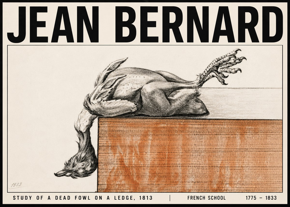 Jean Bernard Study of a Dead Fowl on a Ledge, 1813 No6 - Poszter