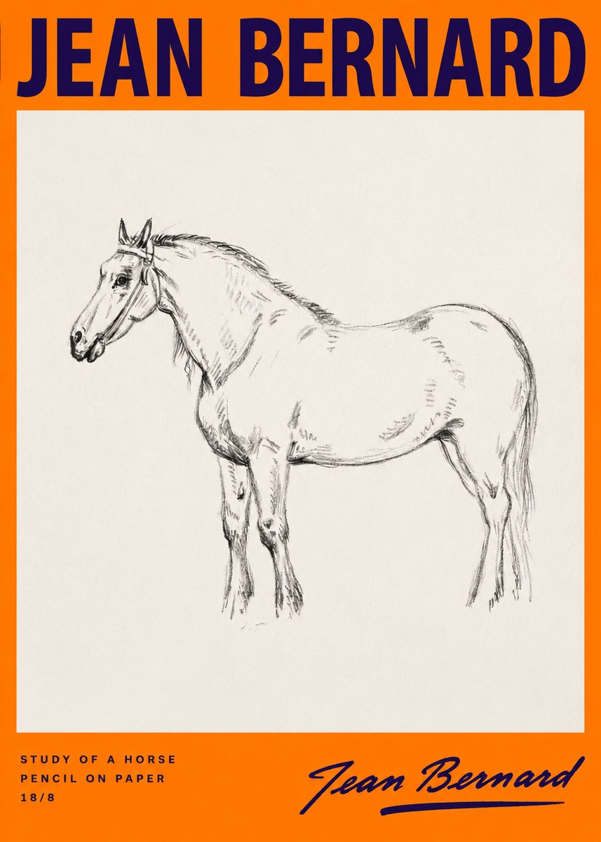 Jean Bernard Study of a Horse XVII No2 - Poszter