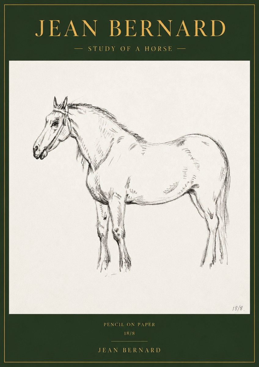 Jean Bernard Study of a Horse XVII No3 - Poszter
