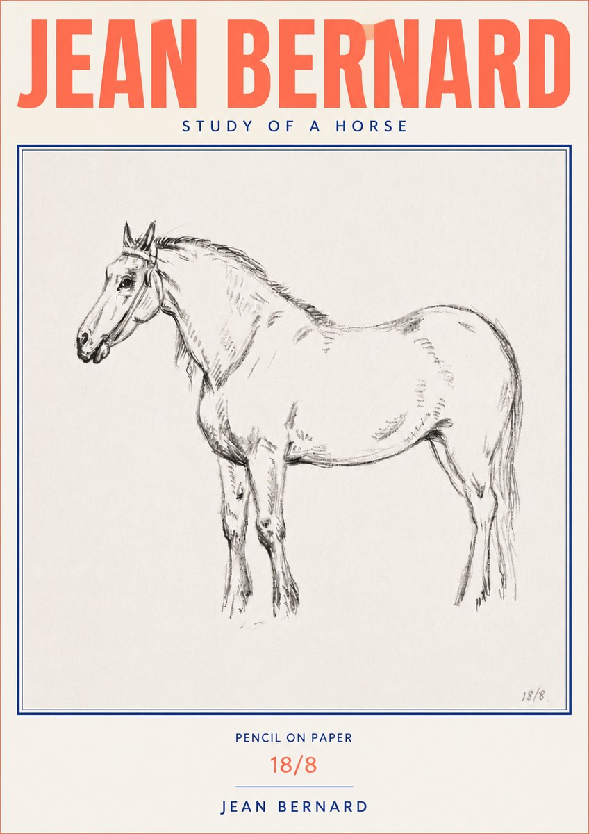 Jean Bernard Study of a Horse XVII No4 - Poszter