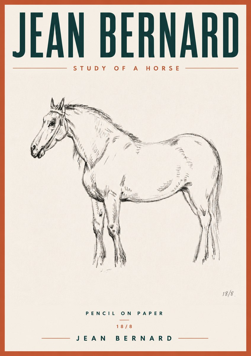 Jean Bernard Study of a Horse XVII No6 - Poszter