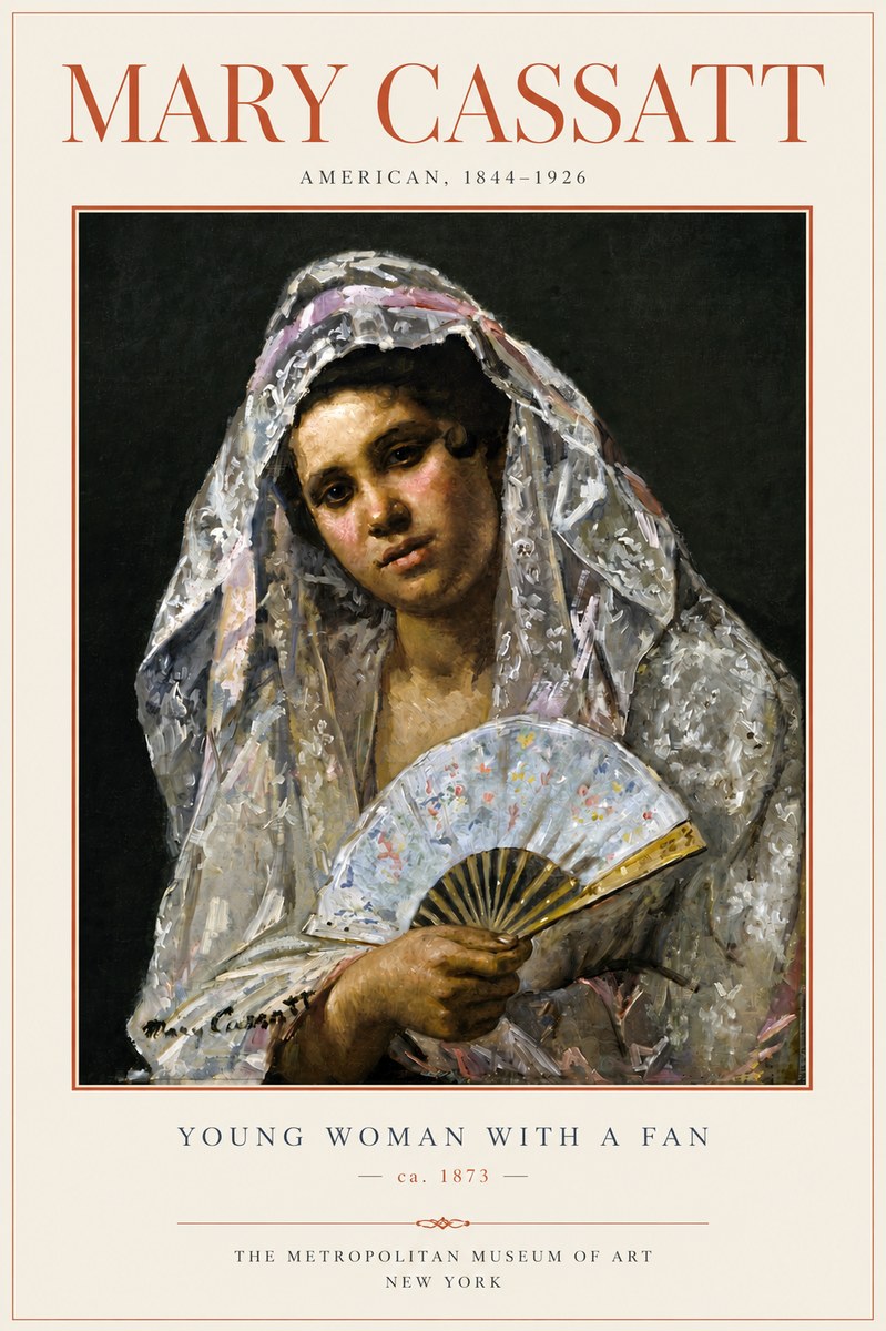 Mary Cassatt Young Woman with a Fan II No4 - Poszter