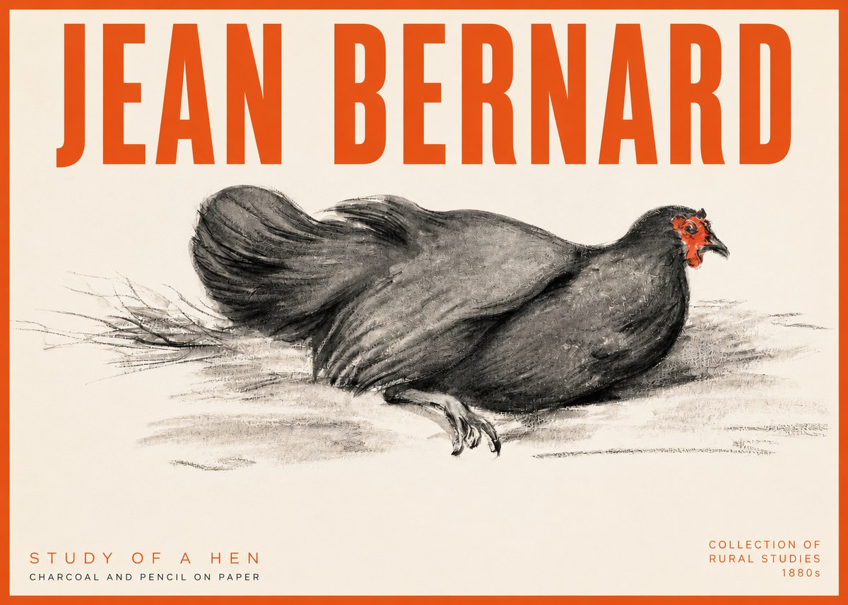 Jean Bernard Study of a Hen No2 - Poszter