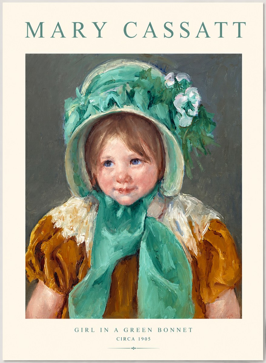 Mary Cassatt Girl in a Green Bonnet No1 - Poszter